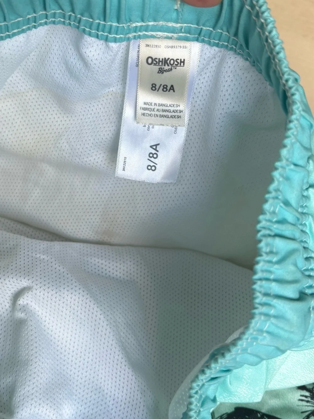 OshKosh B'gosh Teal Dino & Palm Swim Shorts